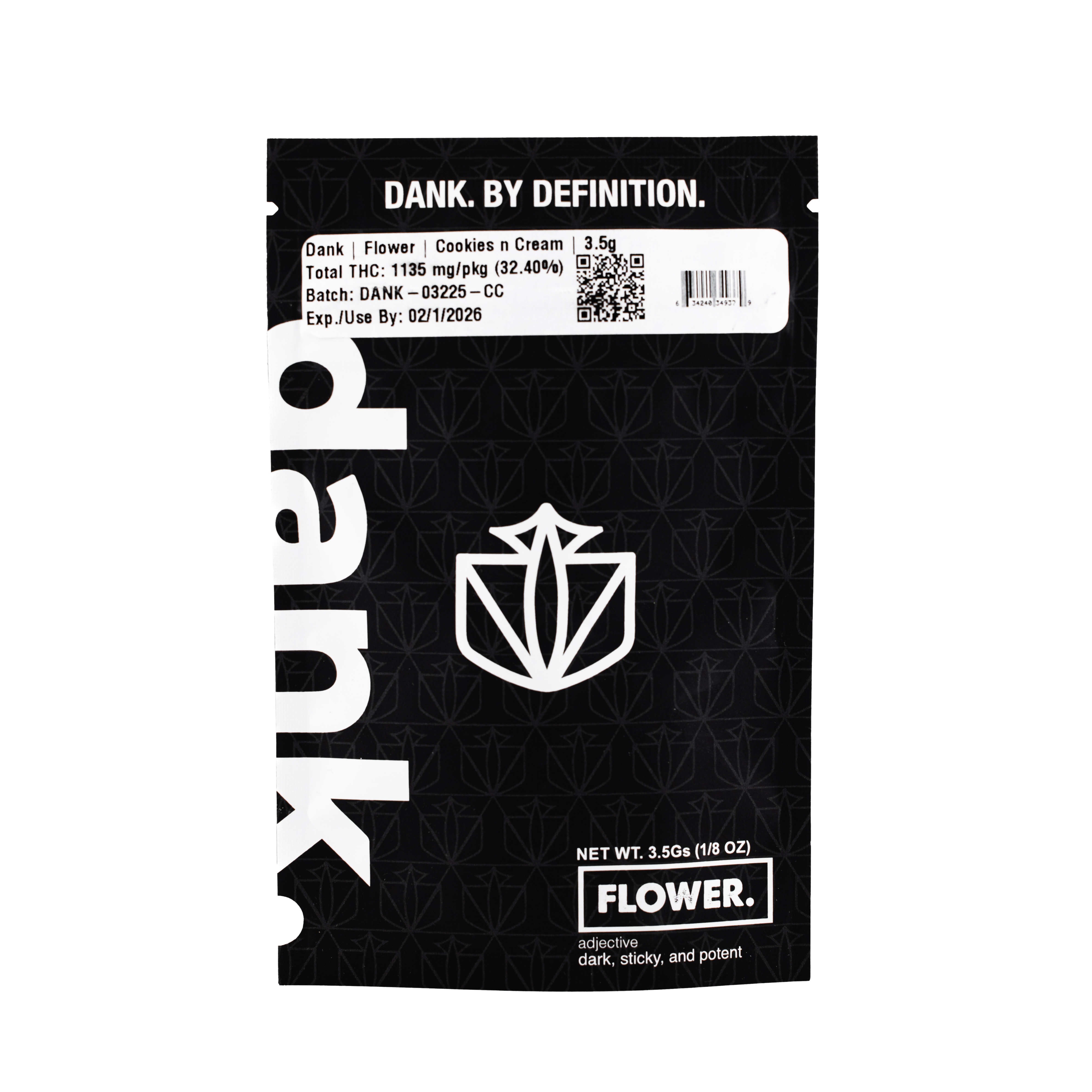 Photograph of product: Dank  |  Cookies N Cream  |  3.5G Flower (Bag)