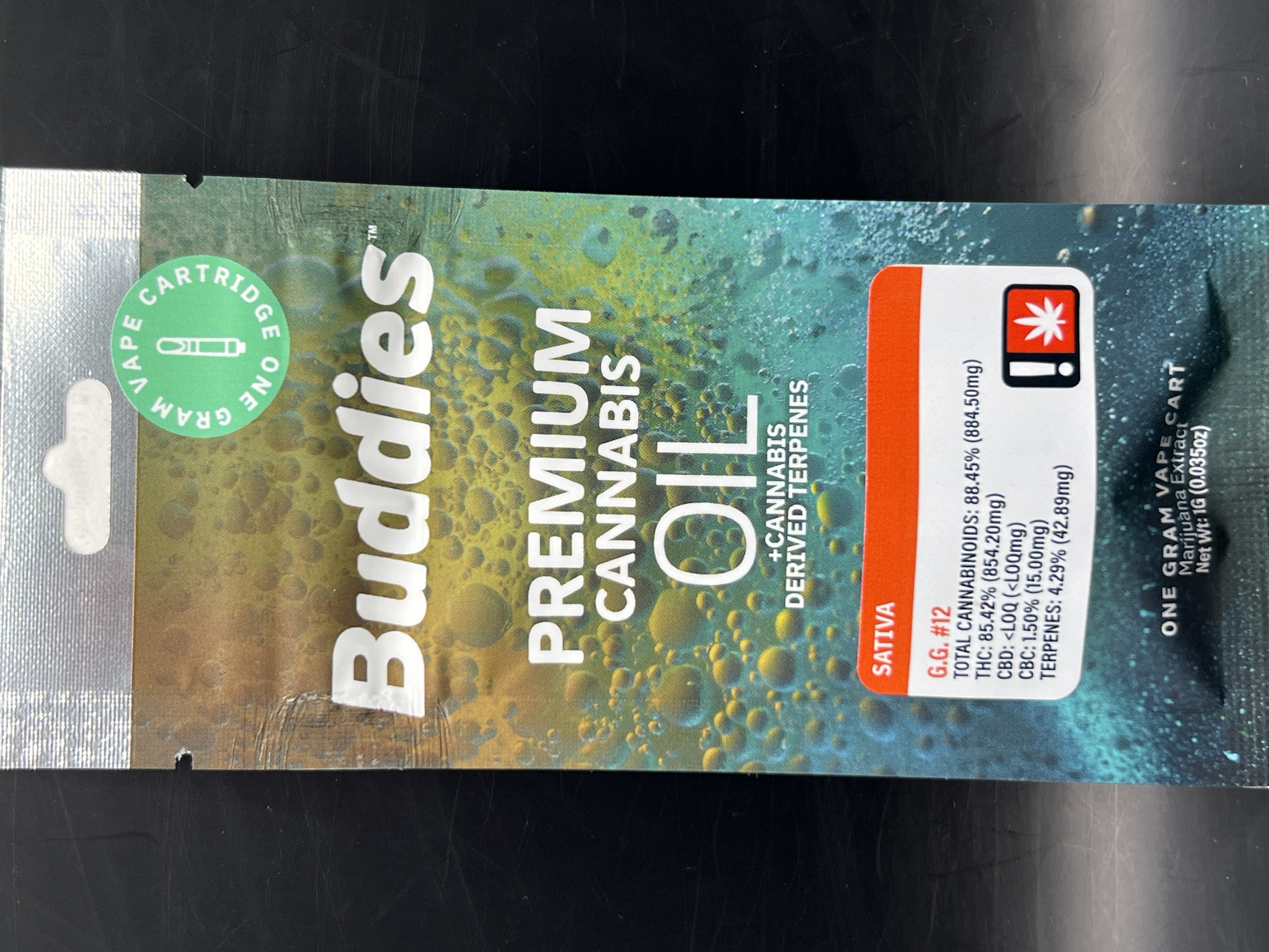 Photograph of product: Buddies GG #12  Premium Oui'd Oil Cartridge