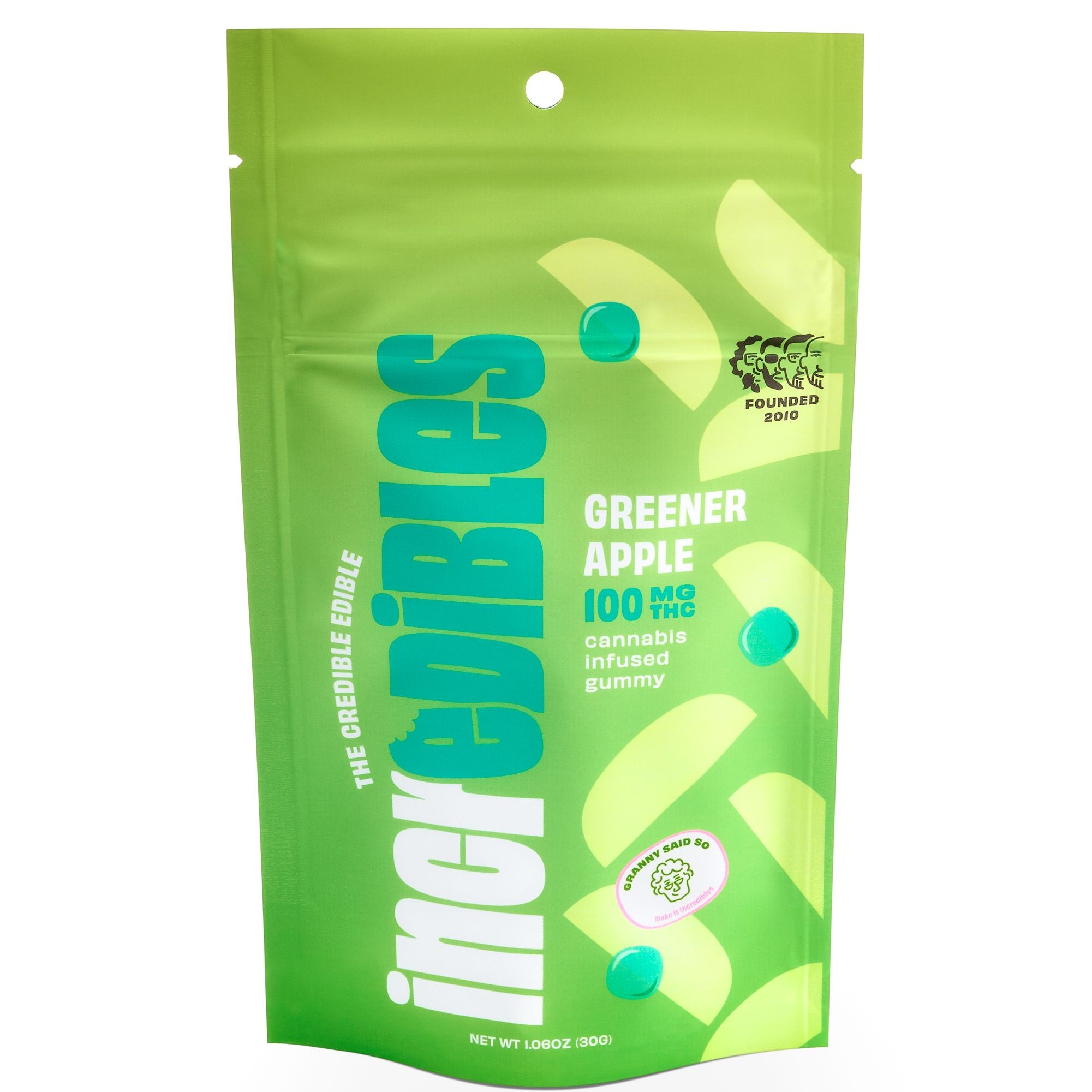 Photograph of product: Incredibles Greener Apple Gummies 5mg 20pc