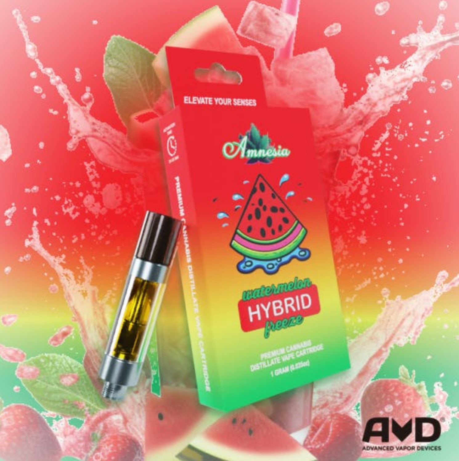 Photograph of product: Amnesia - Watermelon Freeze Cartridge 1g | 6/$50 | 15/$79