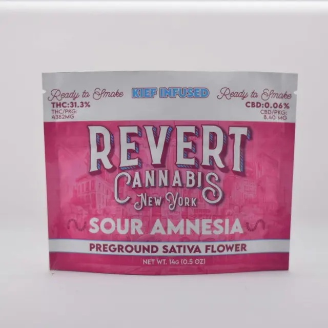 Photograph of product: Sour Amnesia Kief Infused Ground Flower | 14g