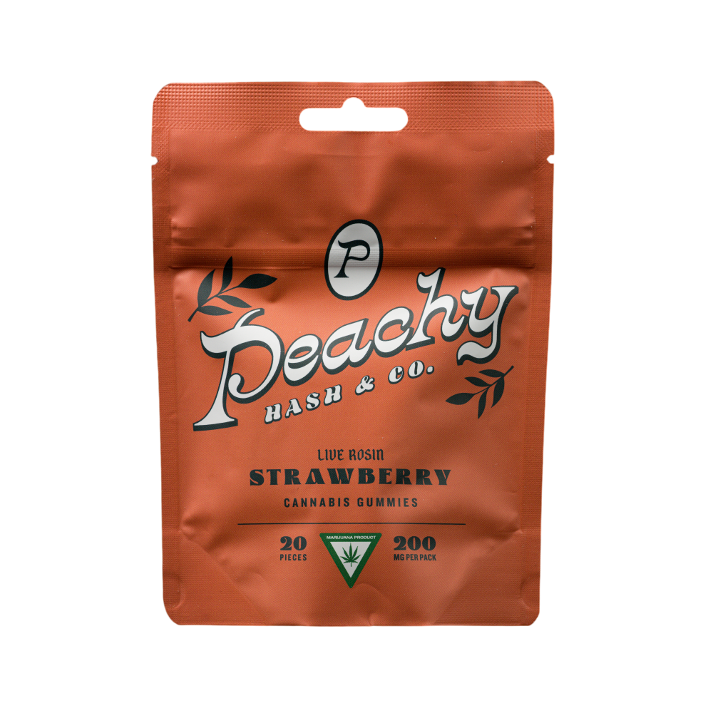 Photograph of product: Peachy au chocolat & Co Strawberry Live Rosin Gummies | 200mg