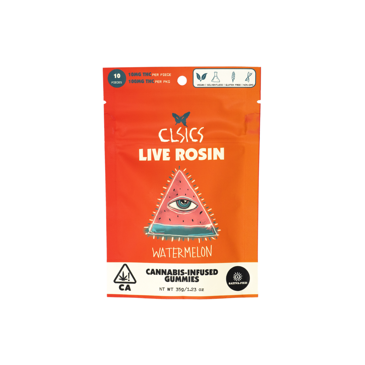 Photograph of product: CLSICS Watermelon Haze Live Rosin Gummies 100mg