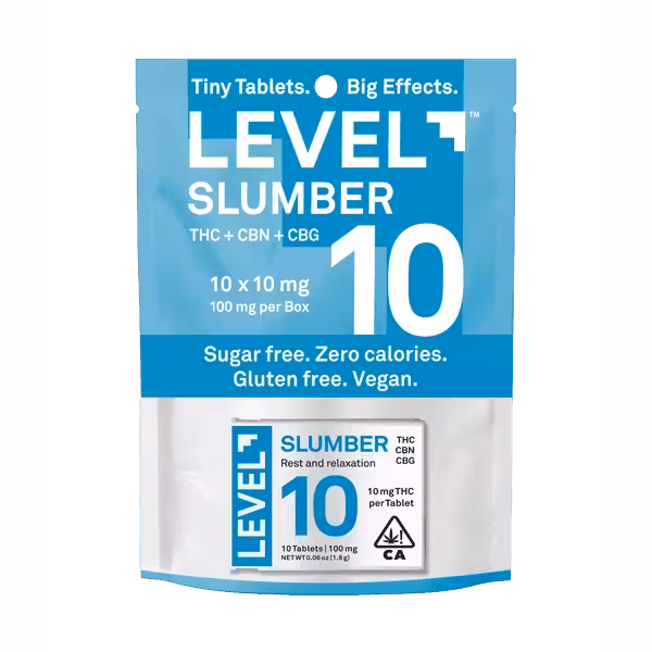 Photograph of product: Level 10 Slumber Tabs - 100mg TH-oui:50mg CBN:30mg CBG 10pk | Level