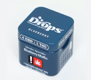 Photograph of product: Drops Single Blueberry Enhanced TH-oui 20mg CBN 50mg CBD 200mg Live Rosin Oui'd 2PK Infused Jellies