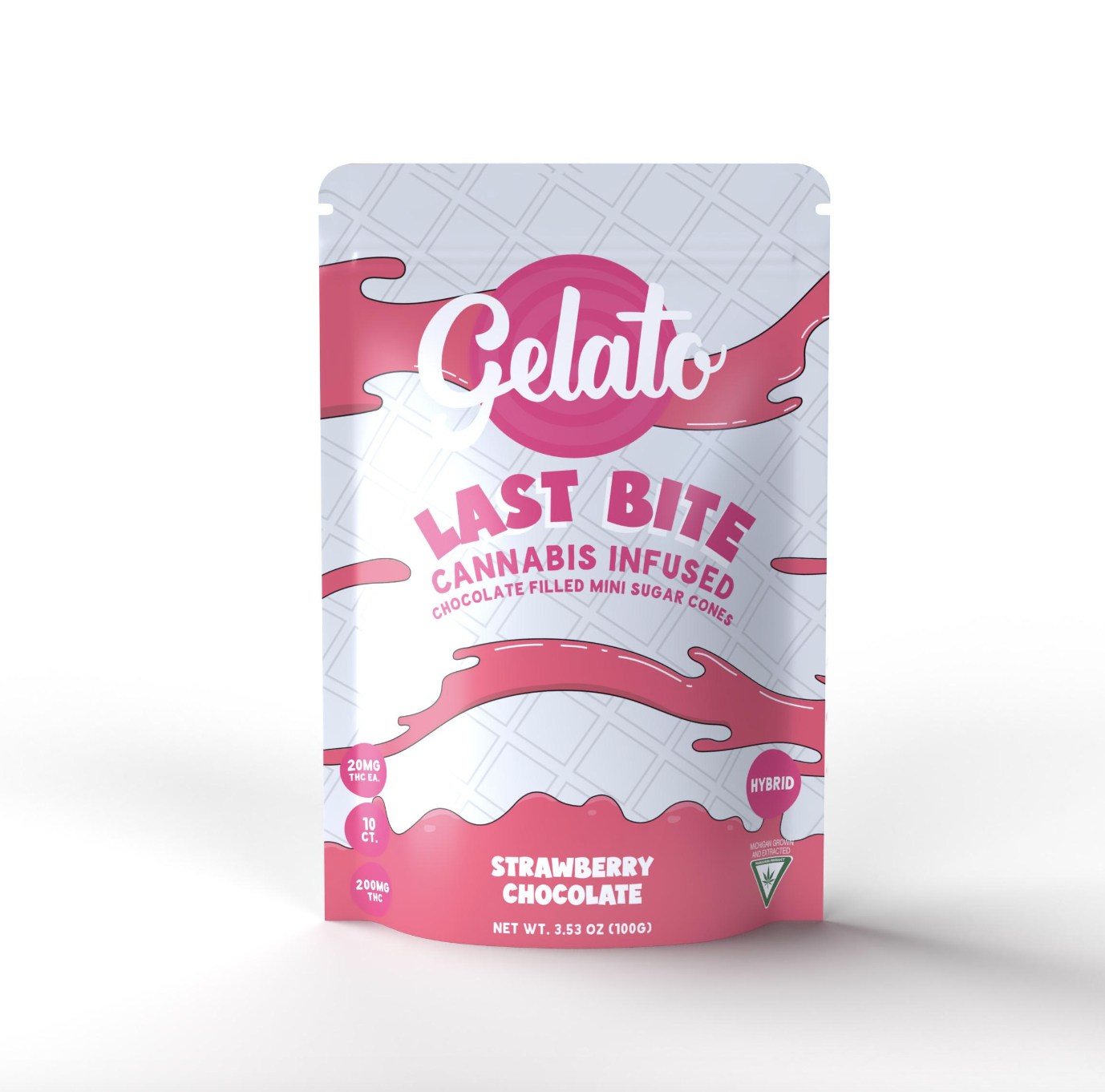 Photograph of product: Gelato: Strawberry White Chocolate 200MG Last Bites (H)