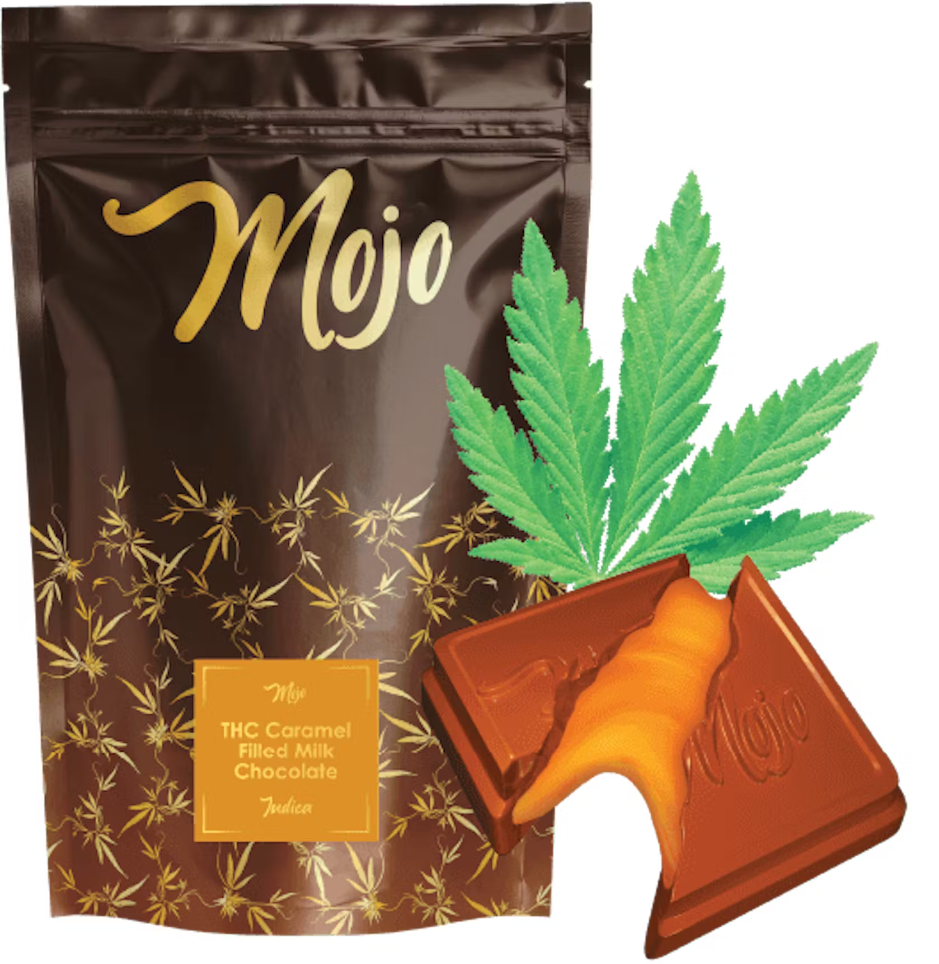 Photograph of product: Mojo 200mg Caramel Filled Milk Chocolate