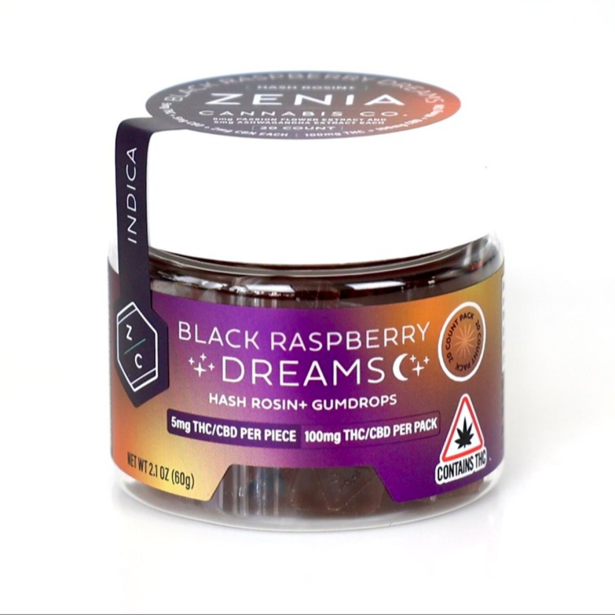Photograph of product: ZCC | Black Raspberry Dream Gummies | 100mg TH-oui +100mg CBD + 40mg CBN