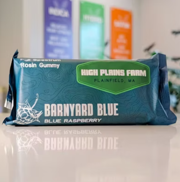 Photograph of product: High Plains Farms: Barnyard Blue - 100mg au chocolat Rosin Gummies