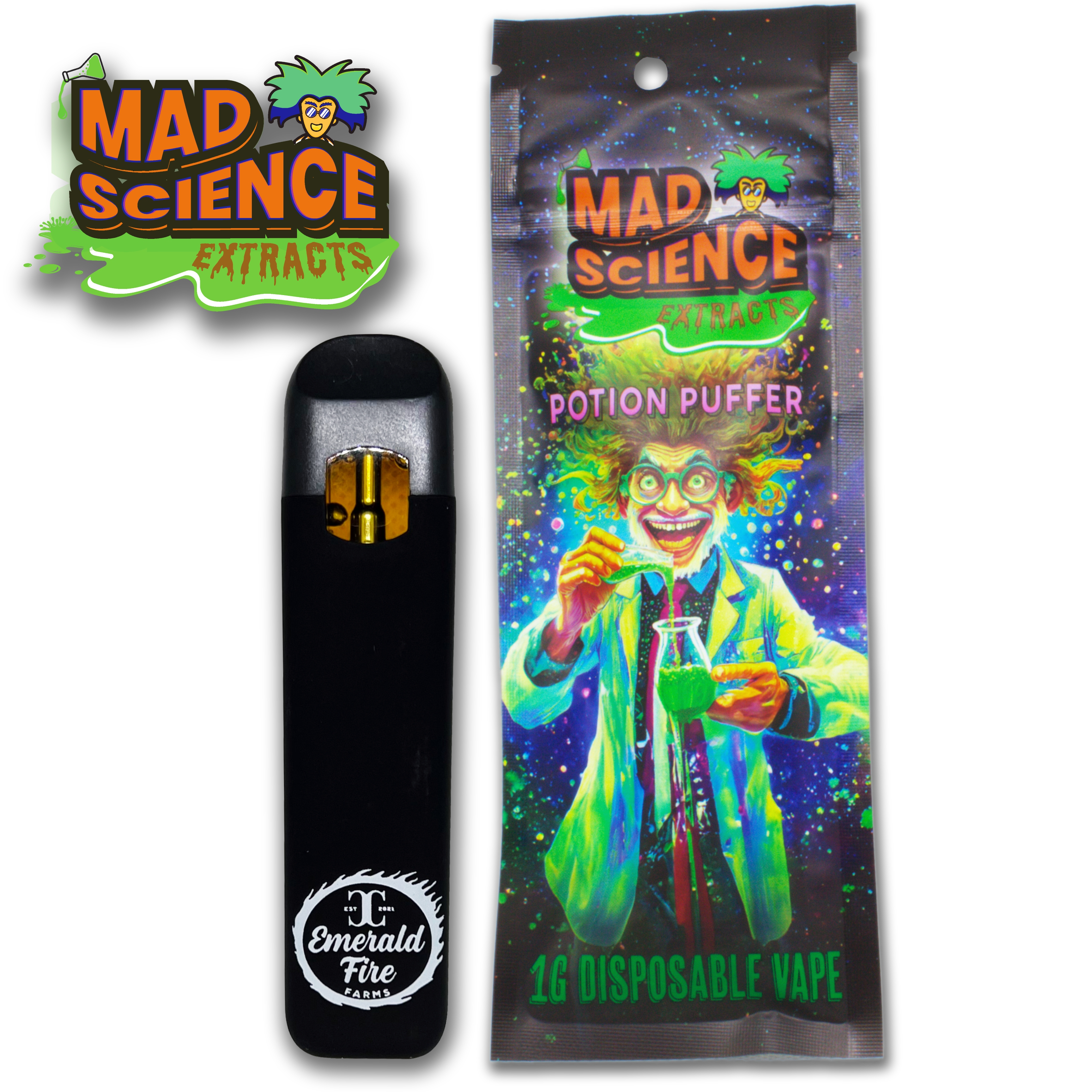 Photograph of product: Mad Science Extracts Potion Puffer Live Resin Disposable Supercharger Serum | 1g