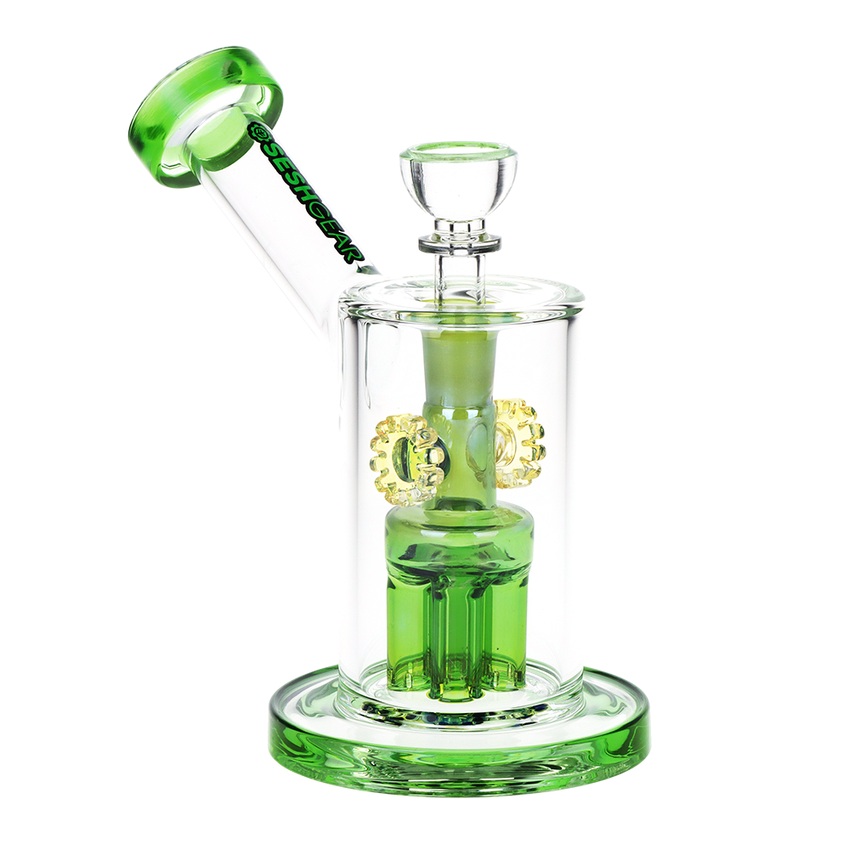 Photograph of product: Sesh Gear | Steampunk Gears Fumed | Perc Water Pipe | 6.5" | 14mm