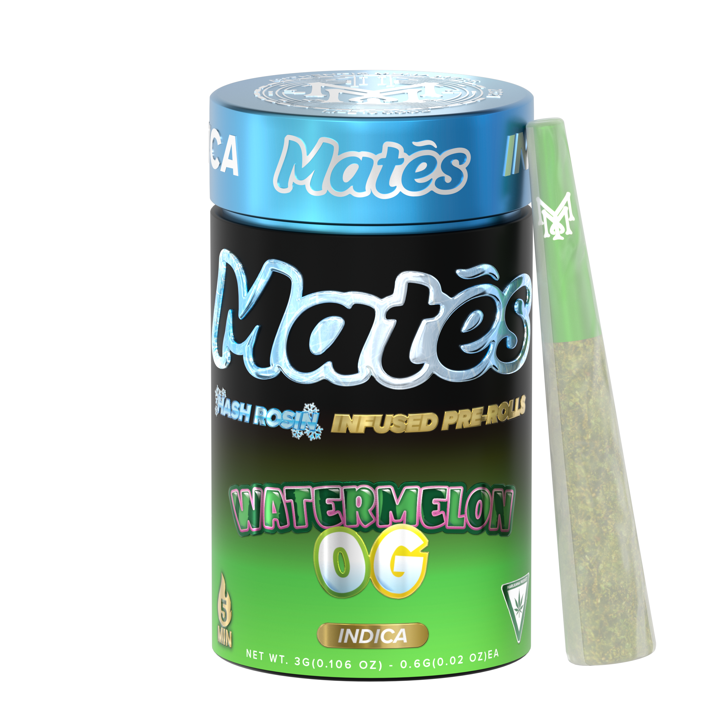 Photograph of product: Watermelon Skittles | .6G au chocolat Rosin Infused Prerolls 5CT