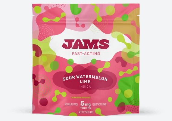 Photograph of product: JAMS: Sour Watermelon Lime | Fast Acting Jellies | 100mg | 20pk