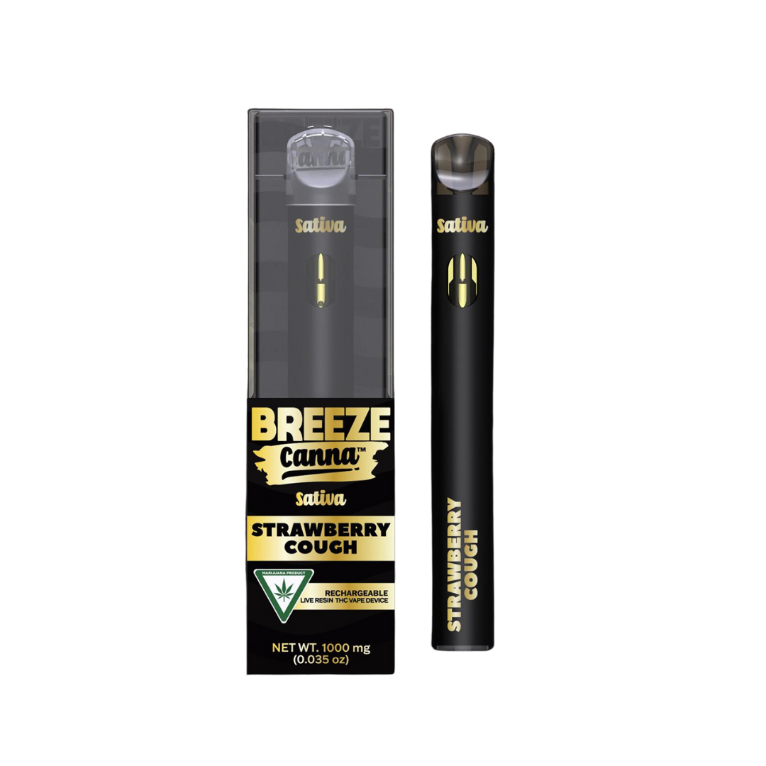 Photograph of product: Breeze | Strawberry Cough Live Resin Disposable Vape | 1g