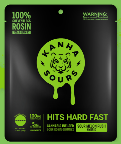 Photograph of product: Sour Melon Rush Nano Gummies (Live Rosin) - 100mg THC - 20 Servings