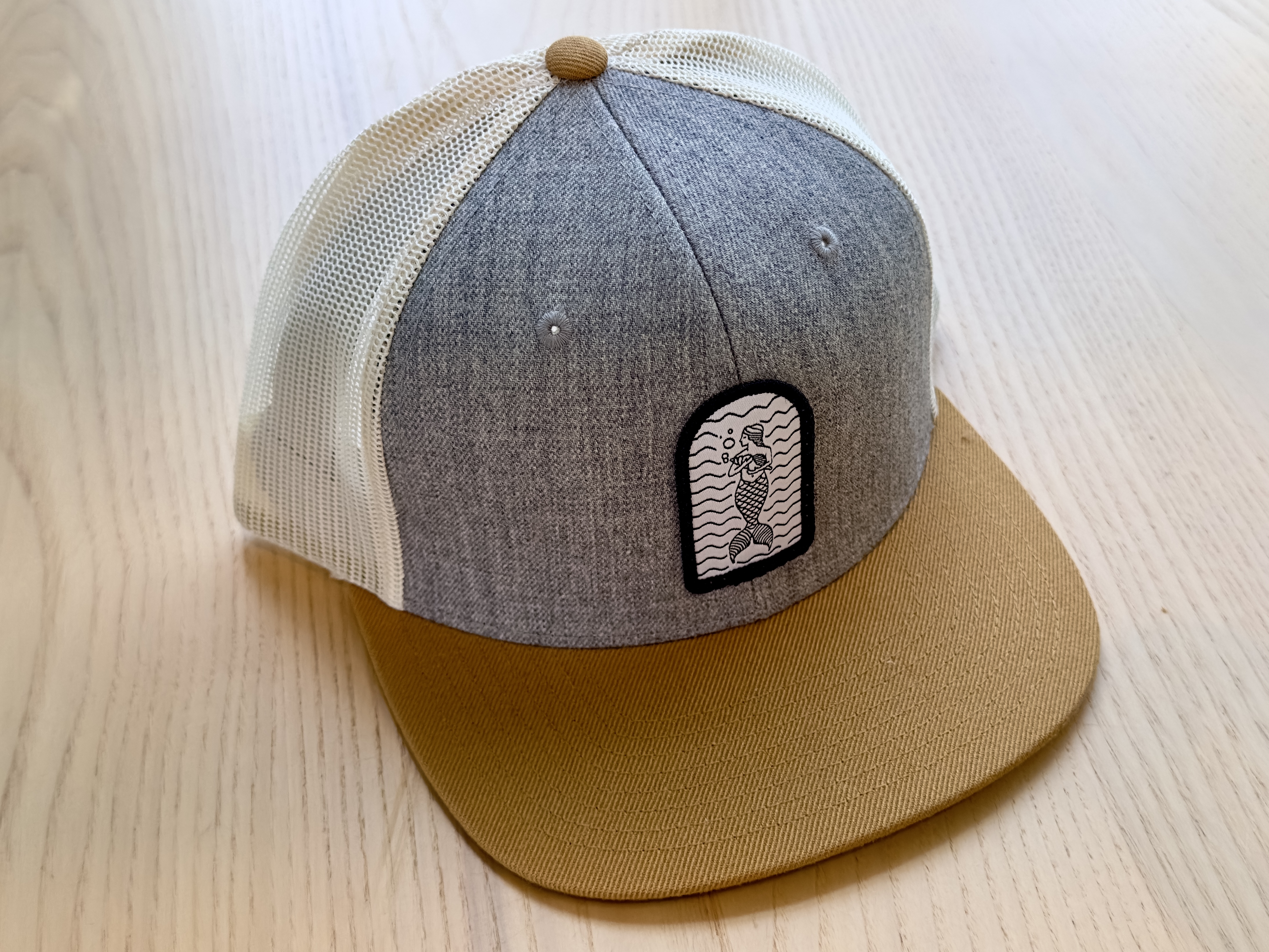 Photograph of product: Seaoui'd Co. Hoodie - Patch Hat - Flat Brim - Mustard