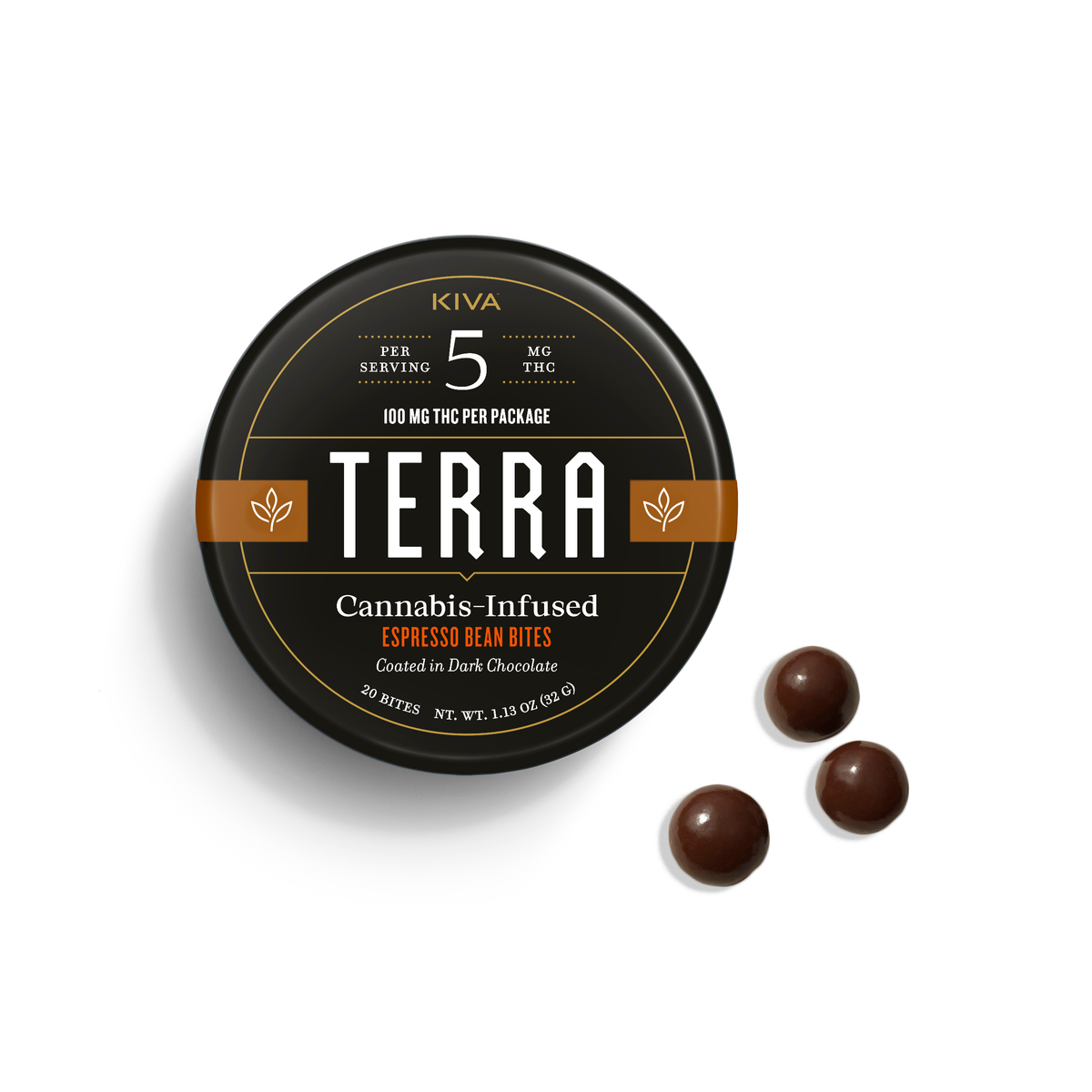 Photograph of product: Terra - Dark Chocolate Espresso Bean Bites (5mg/100mg)