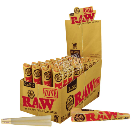 Photograph of product: Raw: Classic Slow Burning Cones 3-Pack King Size
