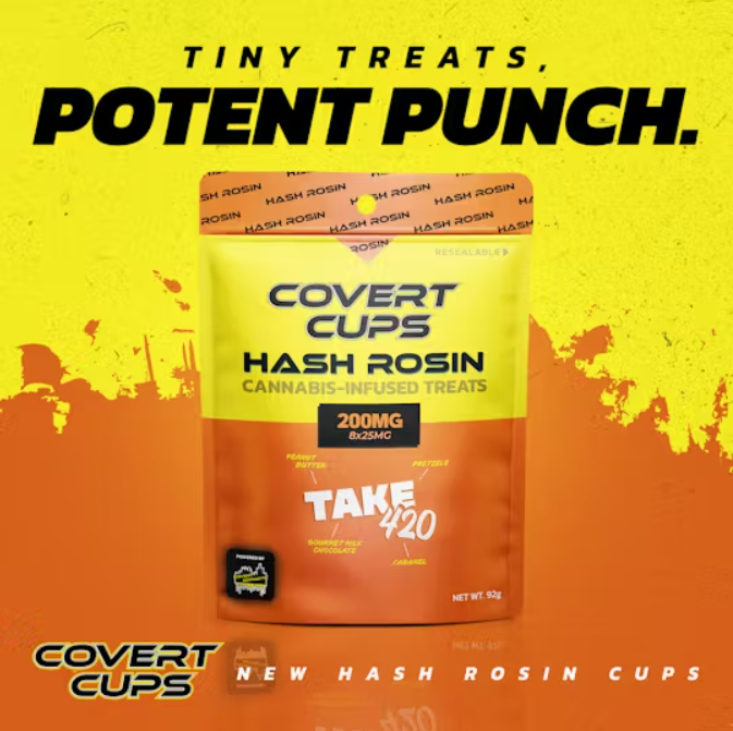 Photograph of product: COVERT CUPS | TAKE420 - au chocolat ROSIN CHOCOLATES | 200MG | HYBRID