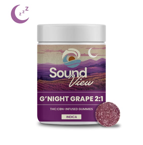 Photograph of product: SoundView G'Night Grape 2:1 CBN Gummies (I) - 00108