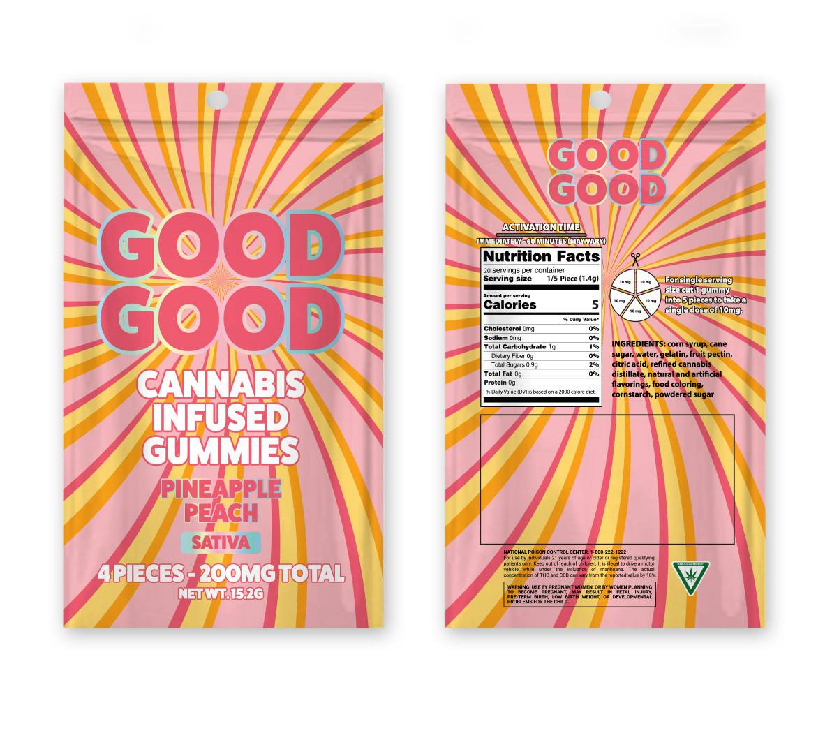 Photograph of product: Good Good - Pineapple Peach - 200mg Gummies