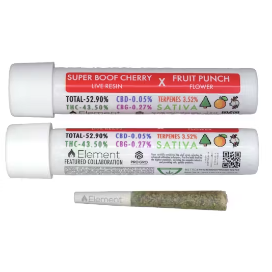 Photograph of product: Element Live Resin Infused PreRoll - Super Pure Runtz x Sour Pineapple x Mint Koffee