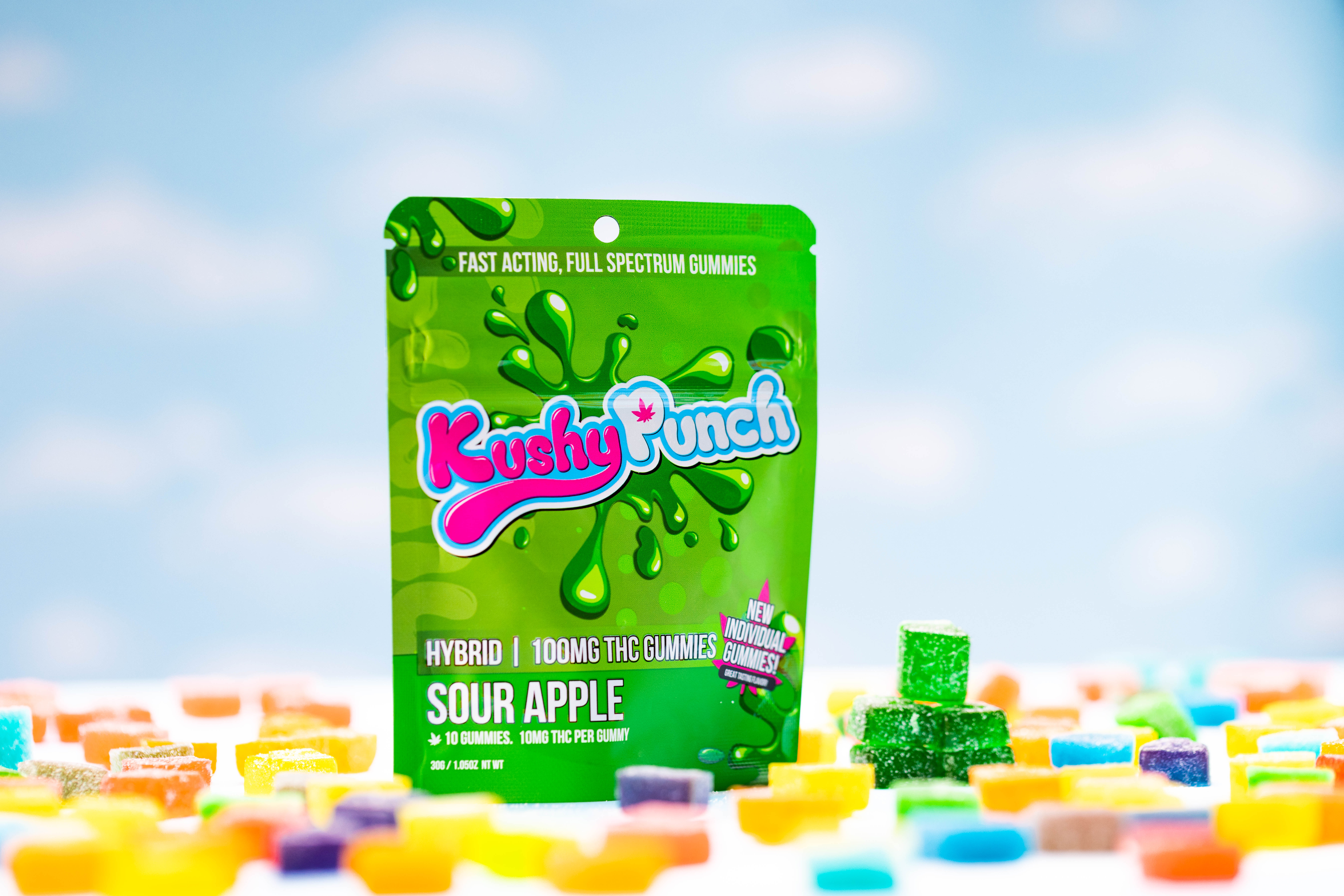 Photograph of product: KUSHY PUNCH | Edibles | Gummies | Green Apple | 200mg