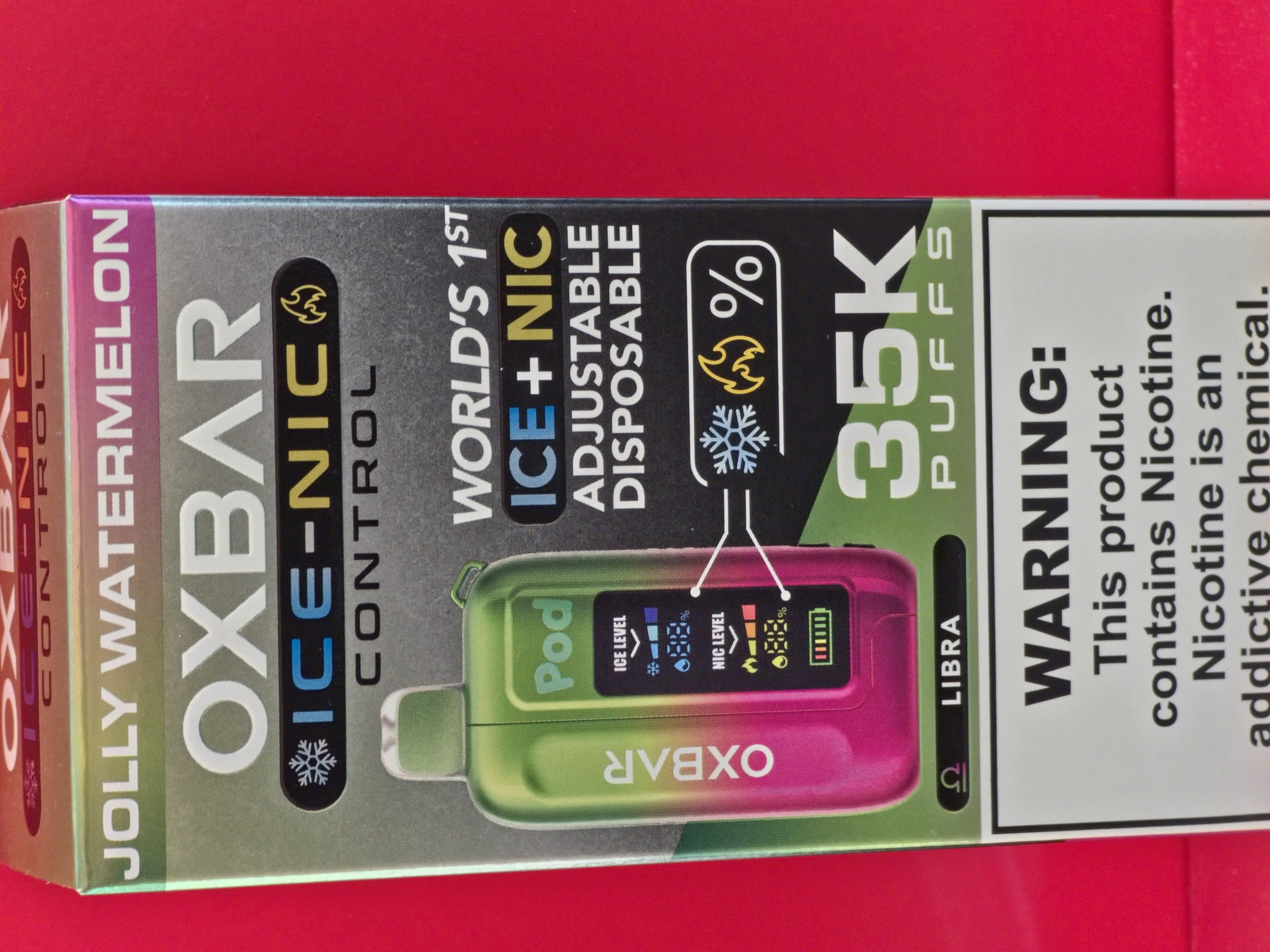 Photograph of product: Oxbar Ice | 35k Puffs | Jolly Watermelon | Nicotine Disposable