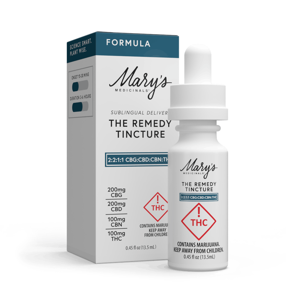 Photograph of product: Mary's Medicinals The Remedy Formula 2:2:1:1 200mg CBG/200mg CBD/100mg CBN/100mg TH-oui Tincture Rec