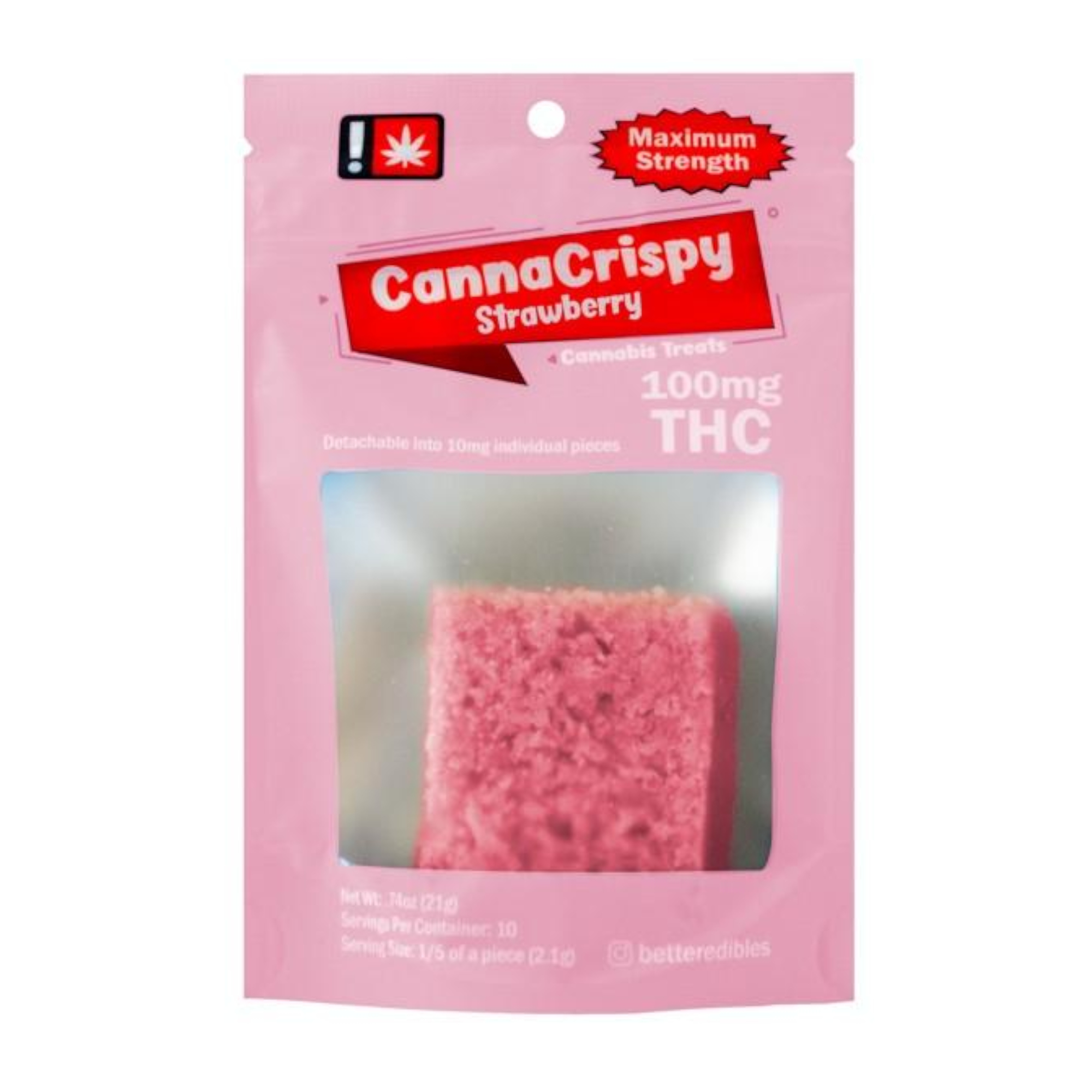 Photograph of product: Better Edibles | Strawberry Hybrid 100mg CannaCrispy | 100mg