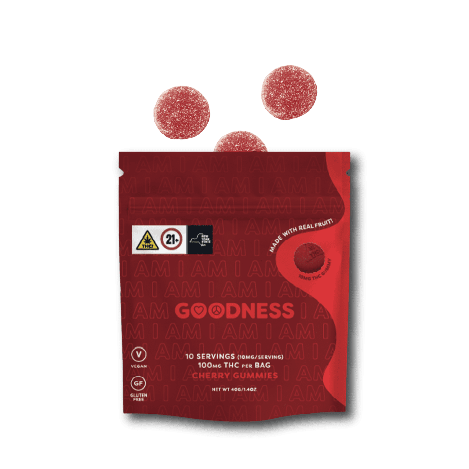 Photograph of product: Goodness- Cherry Gummies- 10pk- 100mg