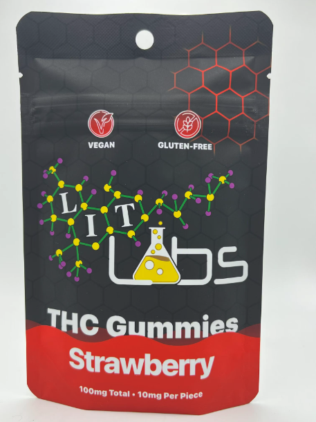 Photograph of product: Lit Labs 100mg Gummies - Strawberry