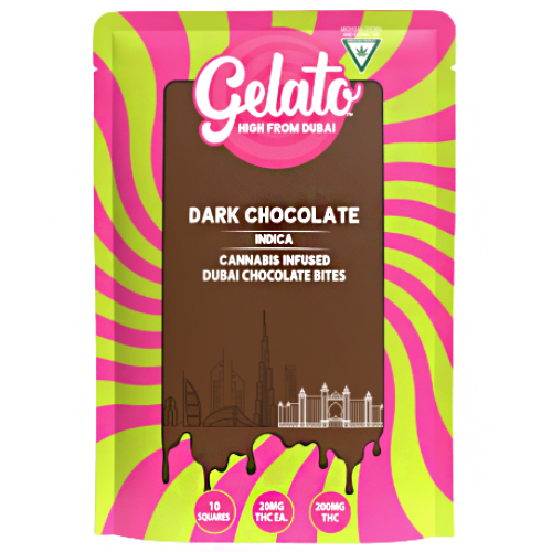 Photograph of product: Gelato Dubai Bites Dark Chocolate 200mg TH-oui