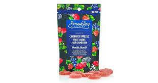 Photograph of product: Smokiez | Sour Jamberry | Fruit Chews | 1:1 TH-oui:CBN | 200mg