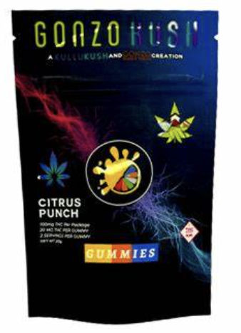 Photograph of product: Gonzo Kush- Citrus Punch 100mg