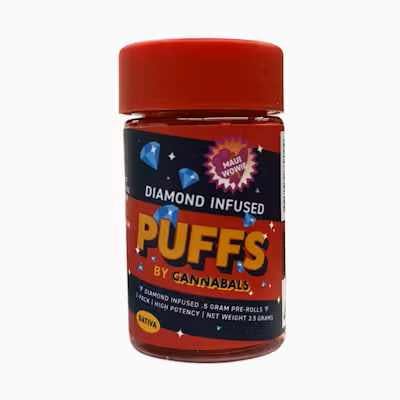 Photograph of Product: Cannabals Maui Wowie Diamond Infused PUFFS 7-Pack Prerolls 3.5g