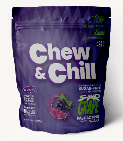 Photograph of product: Chew and Chill - Sour Grape 10pk 100mg