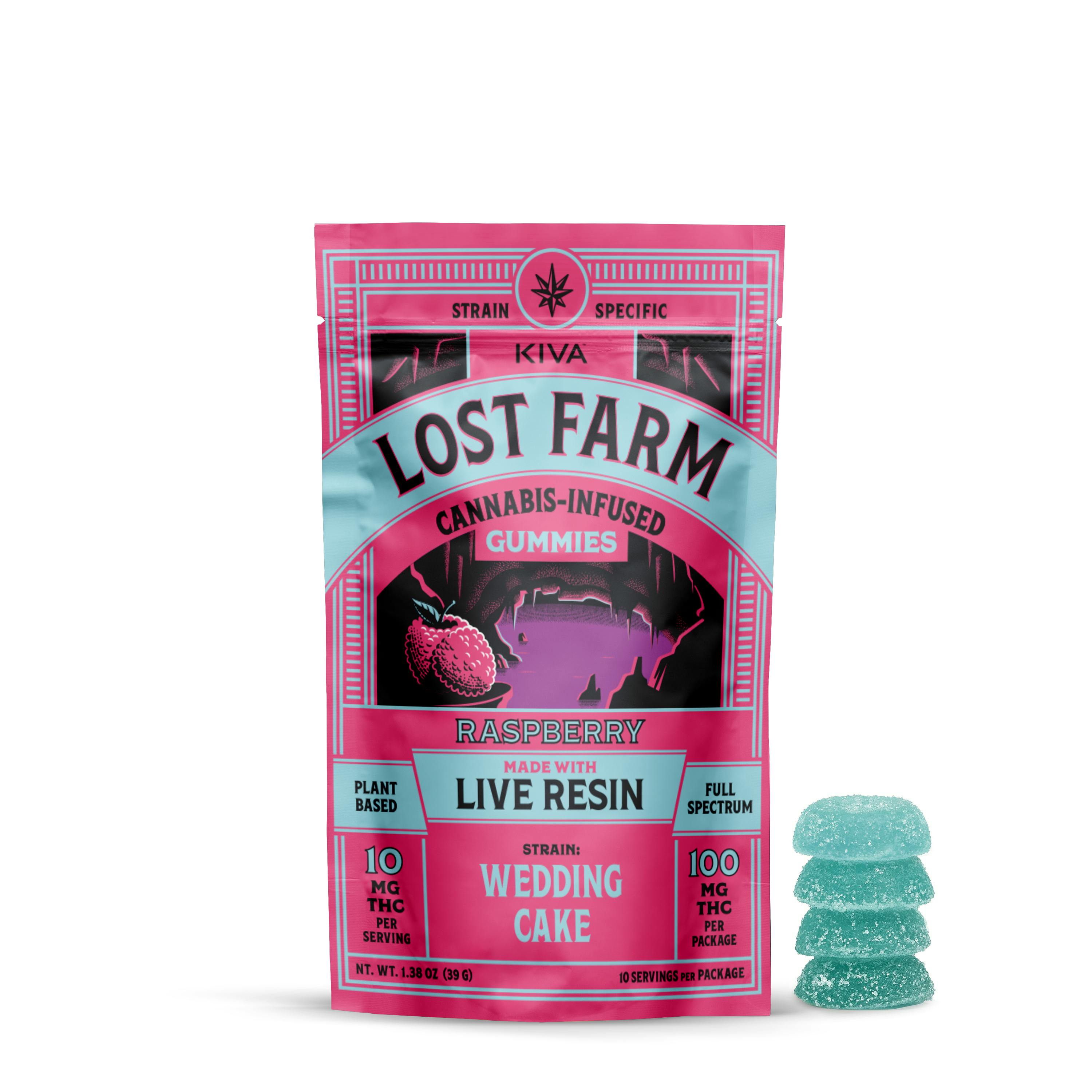 Photograph of product: LOST FARM | RASPBERRY x WEDDING CAKE | LIVE RESIN GUMMIES | 100MG