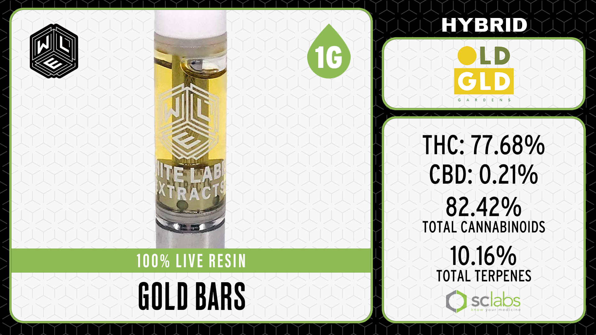Photograph of product: WLE - Gold Bars (H) - Live Resin Cartridge 1g