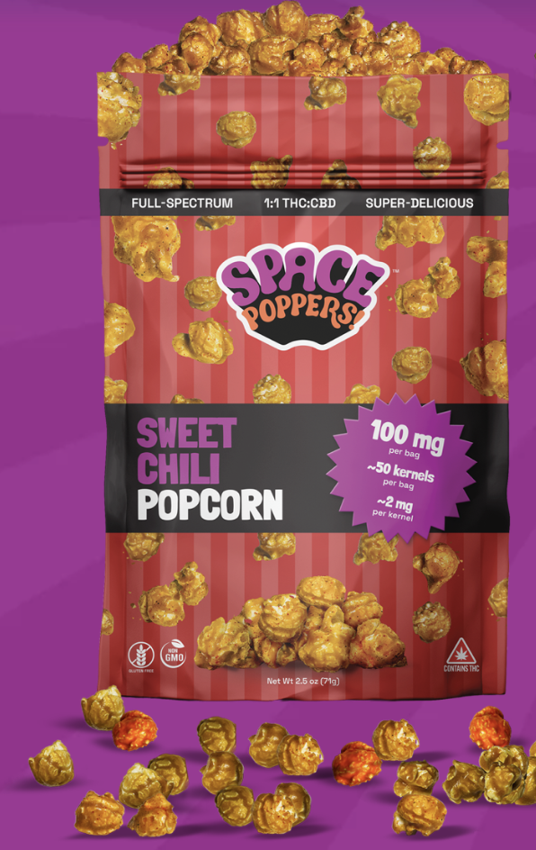 Photograph of product: Space Poppers | Sweet Chili | 2mg / Kernel 100mg Bag PopCorn