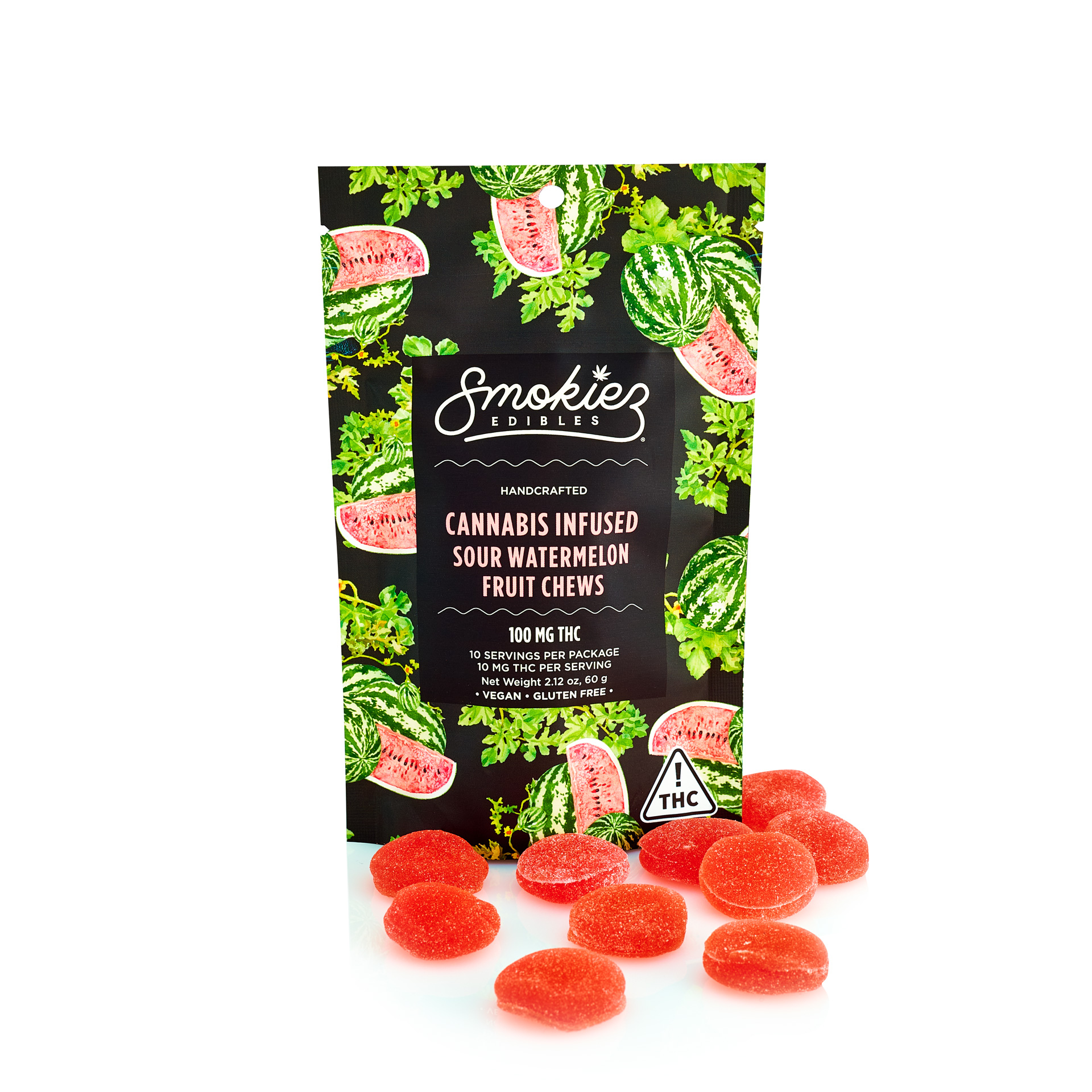Photograph of product: Smokiez Sour Watermelon (H) Fruit Chews 10pk 10mg