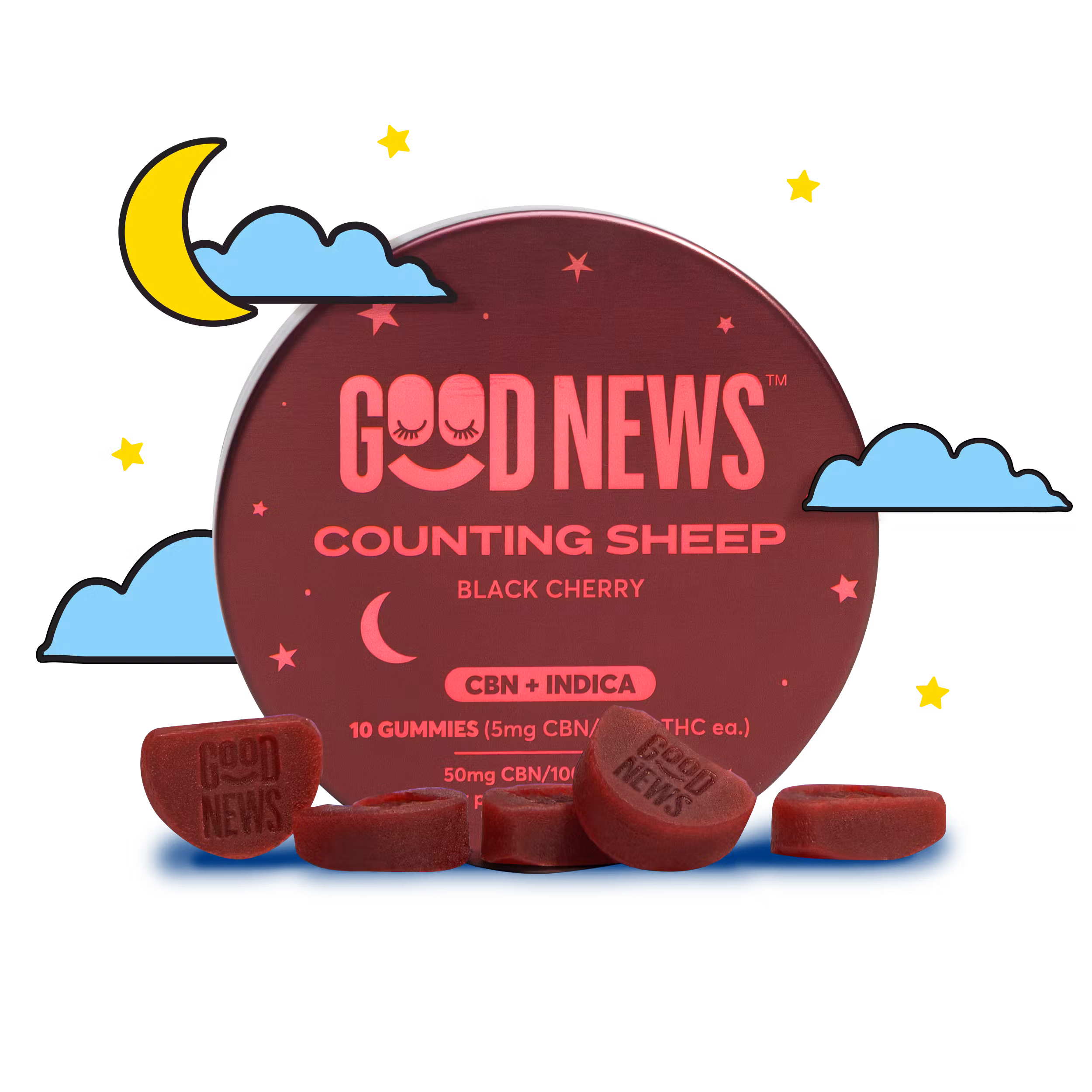 Photograph of product: Black Cherry | 2:1 TH-oui: CBN Counting Sheep Gummies | 100mg