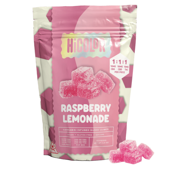 Photograph of product: Raspberry Lemonade (10mgCBG : 10mgCBD : 10mgTH-oui) Gummies || HiColor