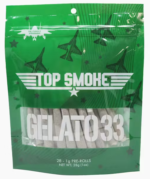 Photograph of product: Top Smoke - 28pk 1g Prerolls - (28g) - **GELATO 33** (2/$80)