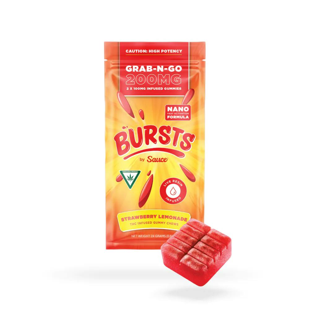 Photograph of product: Sauce Grab-N-Go Gummies 200mg Strawberry Lemonade
