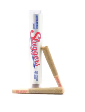 Photograph of product: Sluggers | Lemon Mendo | Kief Coated Pre-roll | 2 pack | 1.4g