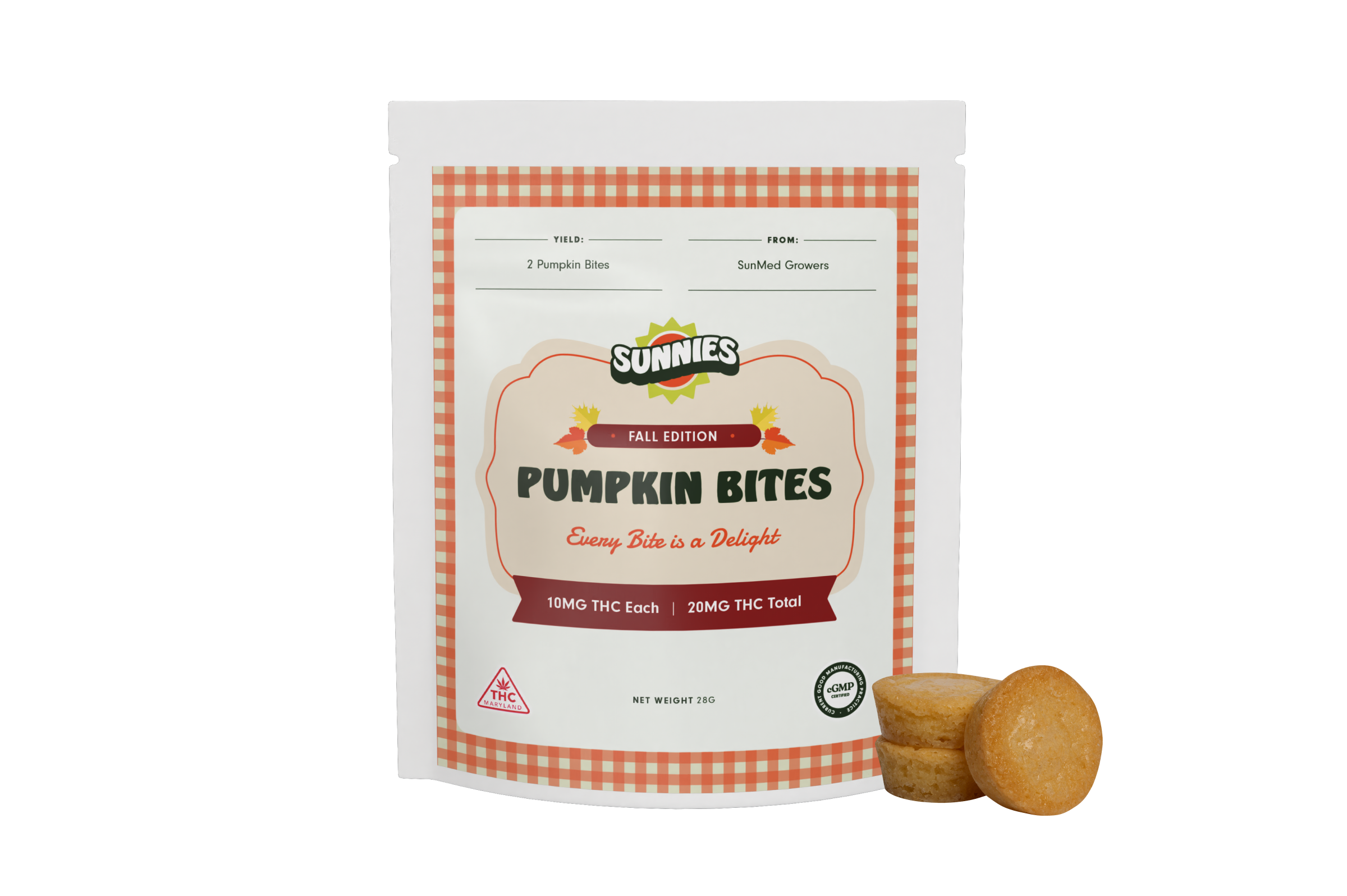 Photograph of product: Sunnies Pumpkin Bites 2-Pack 10mg