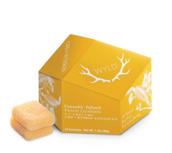 Photograph of product: Wyld: Wellness Gummies | Peach 1:1 | 1200mg TH-oui : 1200mg CBD | 20pk