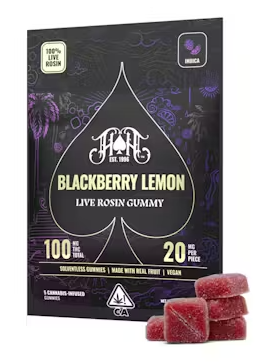 Photograph of product: Blackberry Lemon [I] | 100mg (5pk) Live Rosin Gummies | Heavy Hitters