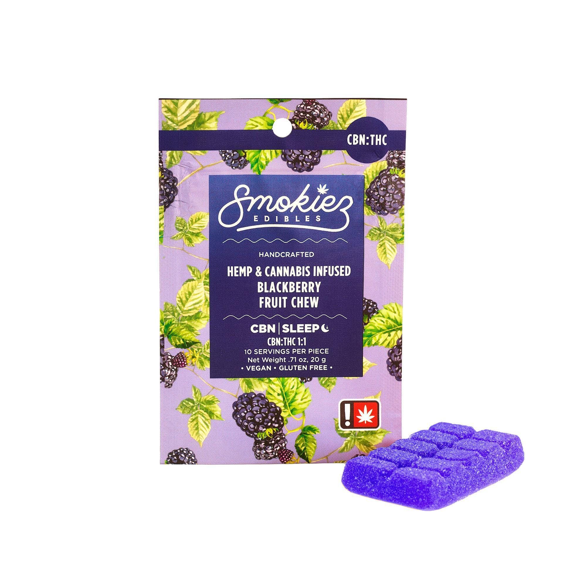 Photograph of product: 100mg (1:1) TH-oui/CBN Blackberry Gummy Single
